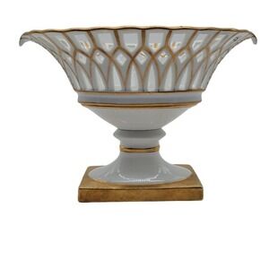 Vintage‎ French Style Gilted Footed Reticulated Compote Aprox 8"